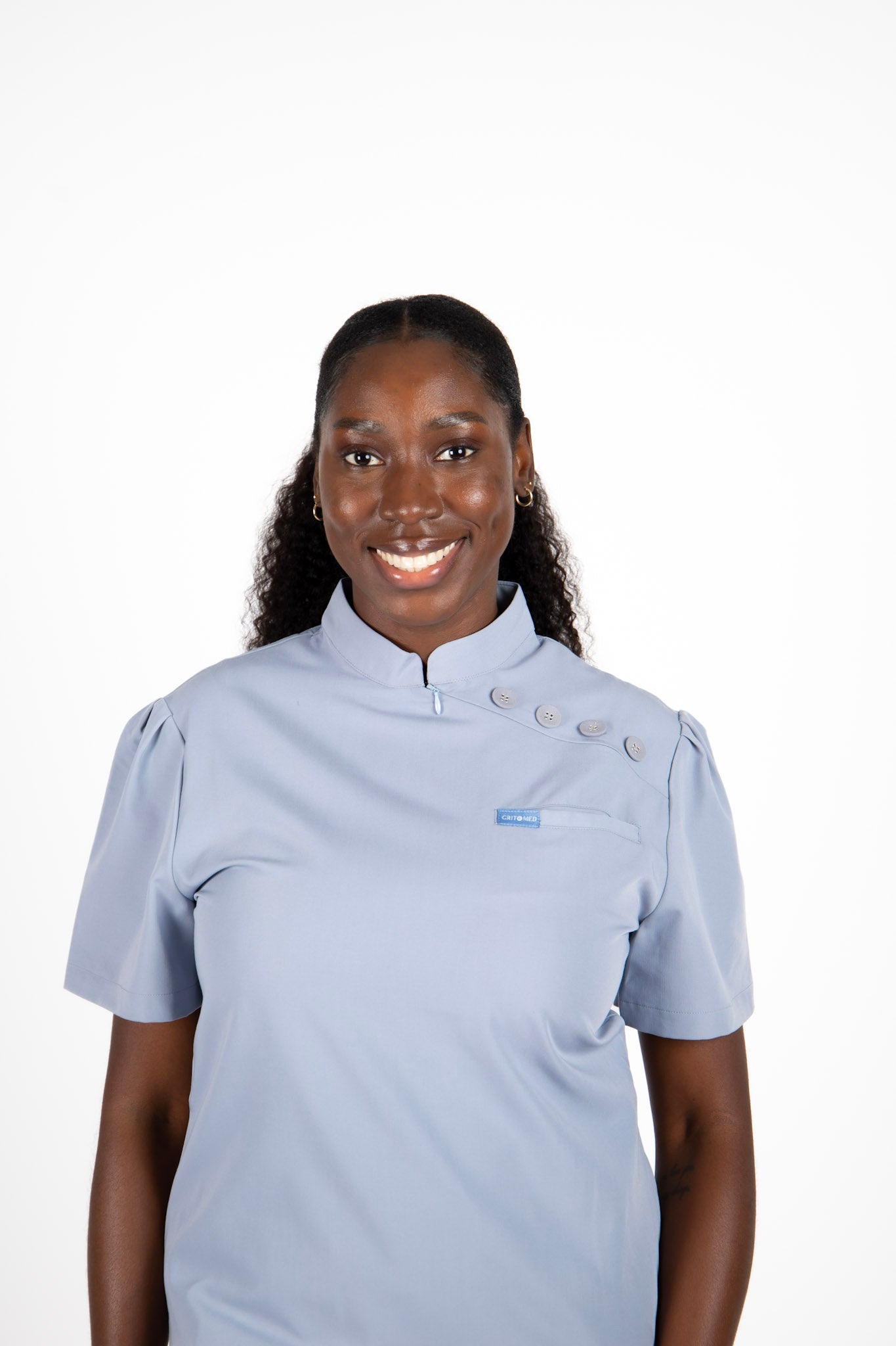 Lenine Mandarin Collar Top (Grey)