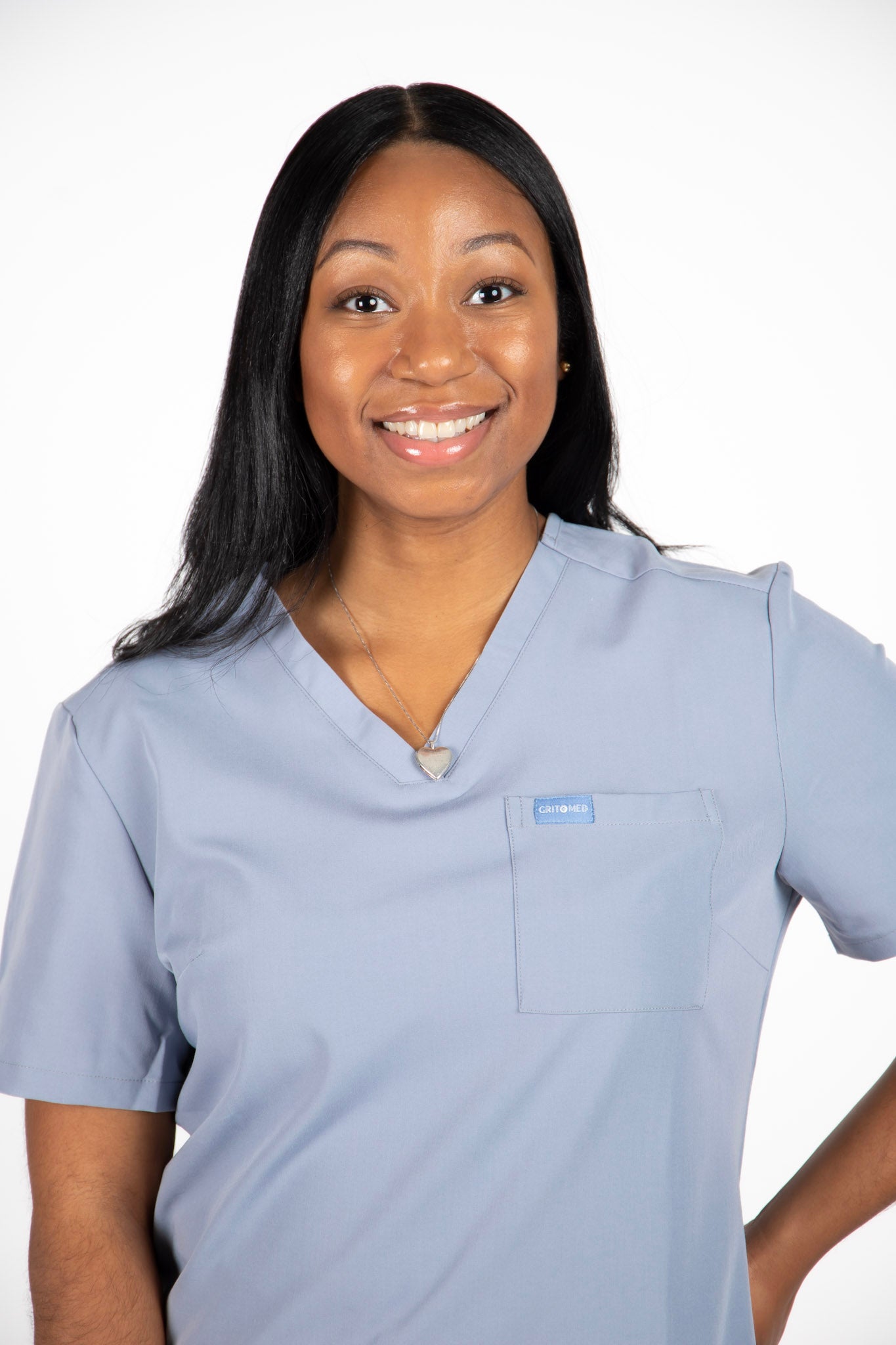Marie Ange V-Neck Scrub Top (Grey)