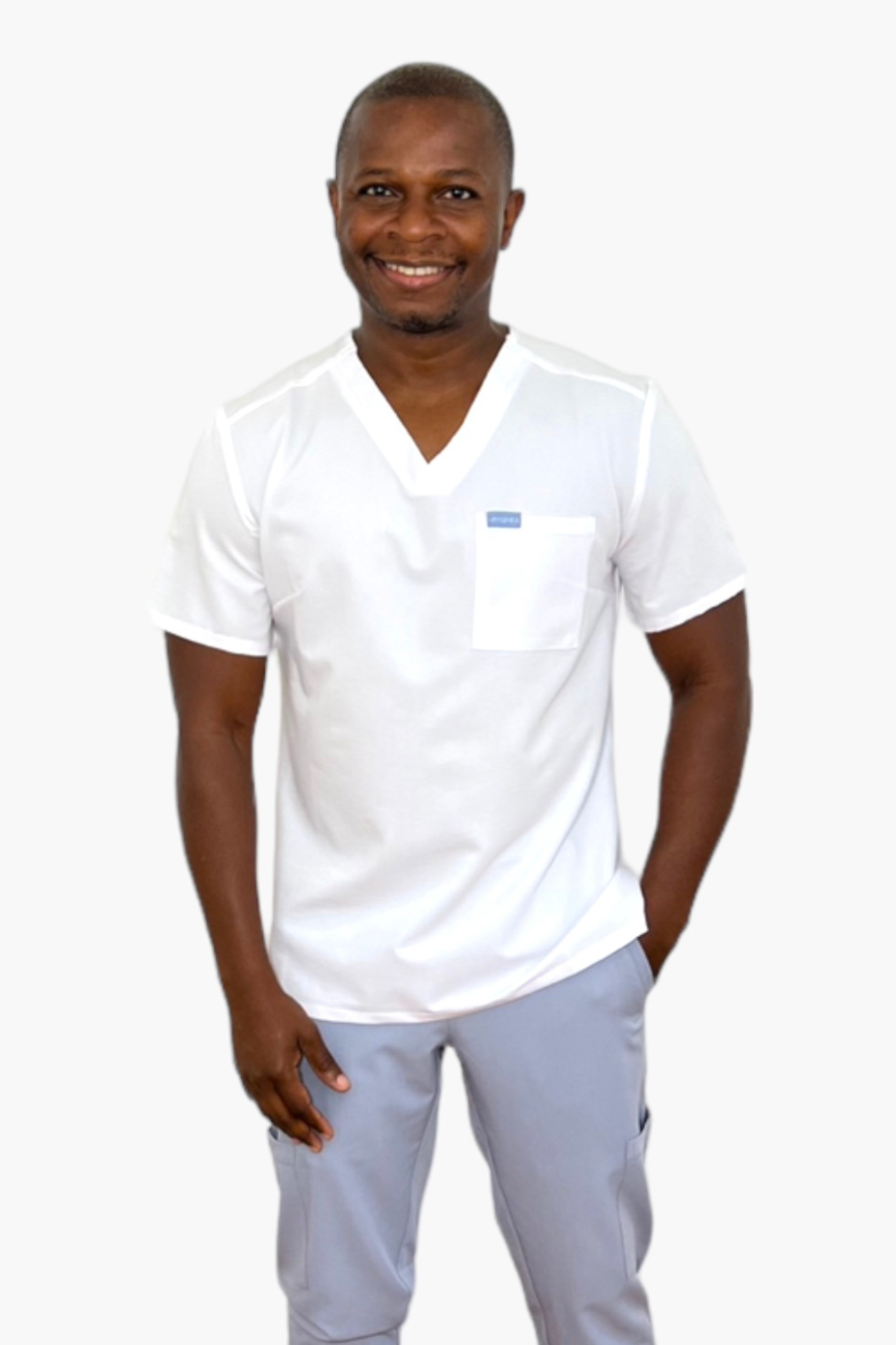 Marie Ange V-Neck Scrub Top (White)